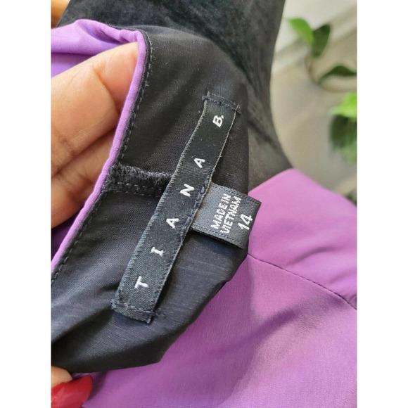 Tiana B Women Purple/Black Polyester ShortSleeve Scoop Neck Knee Length Dress 14 - Picture 9 of 11